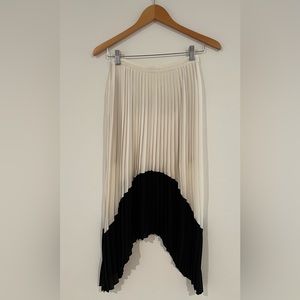 Pleated skirt with curved hem